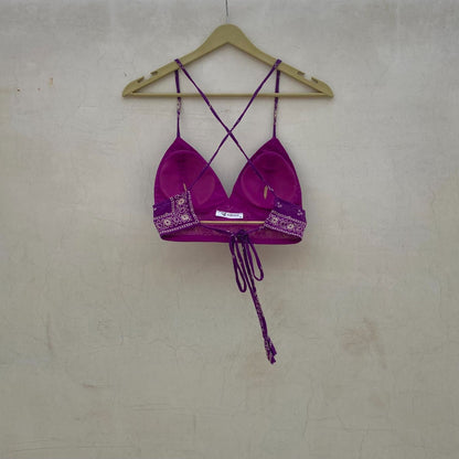 Purple Bandhej Removable Pads Bra - KJ10091