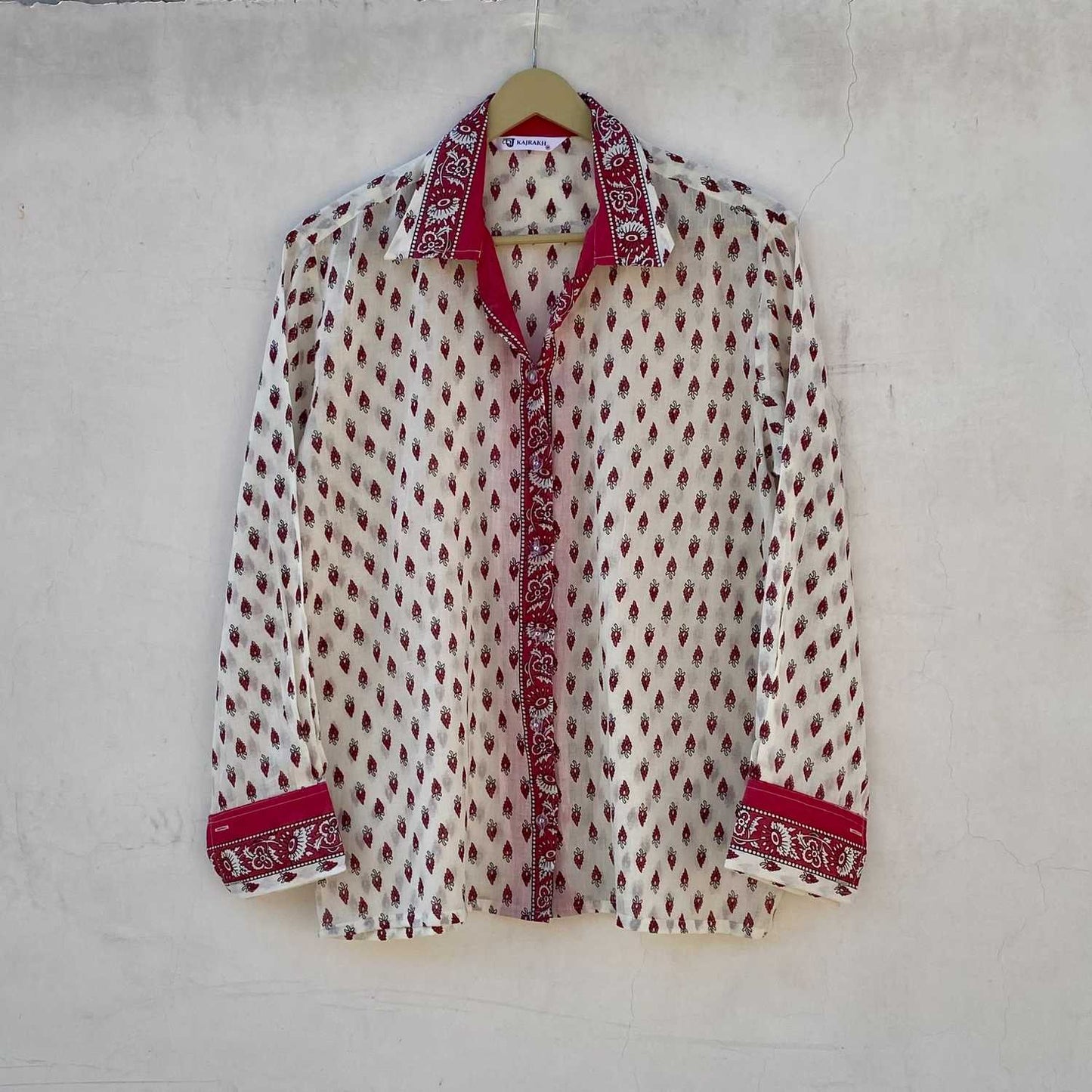 White Red Butti Shirt and Bra Combo - KJ10231