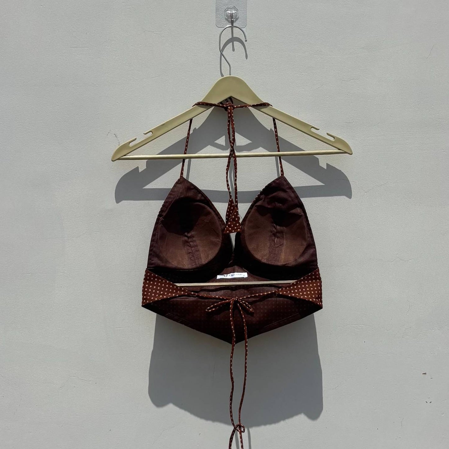 Brown Polka Camel Removable Pads Bralette - Kj104122