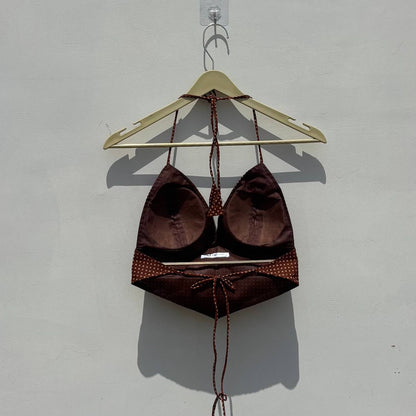 Brown Polka Camel Removable Pads Bralette - Kj104122
