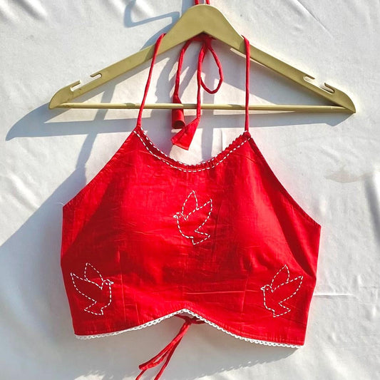 Red Bird Criss Cross Removable Pads Top - KJ10316