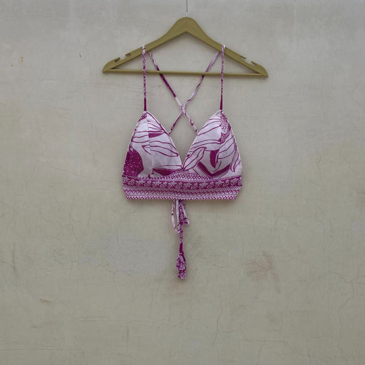 White Purple AbstractRemovable Pads Bra - KJ10092