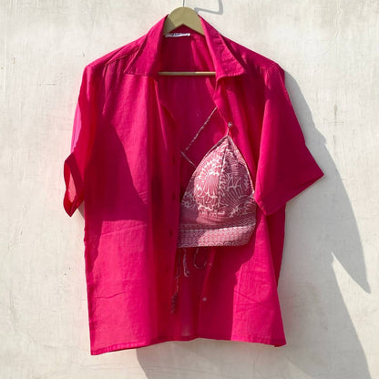 Pink Mul Shirt and Pink Abstract Bra Combo - KJ10162