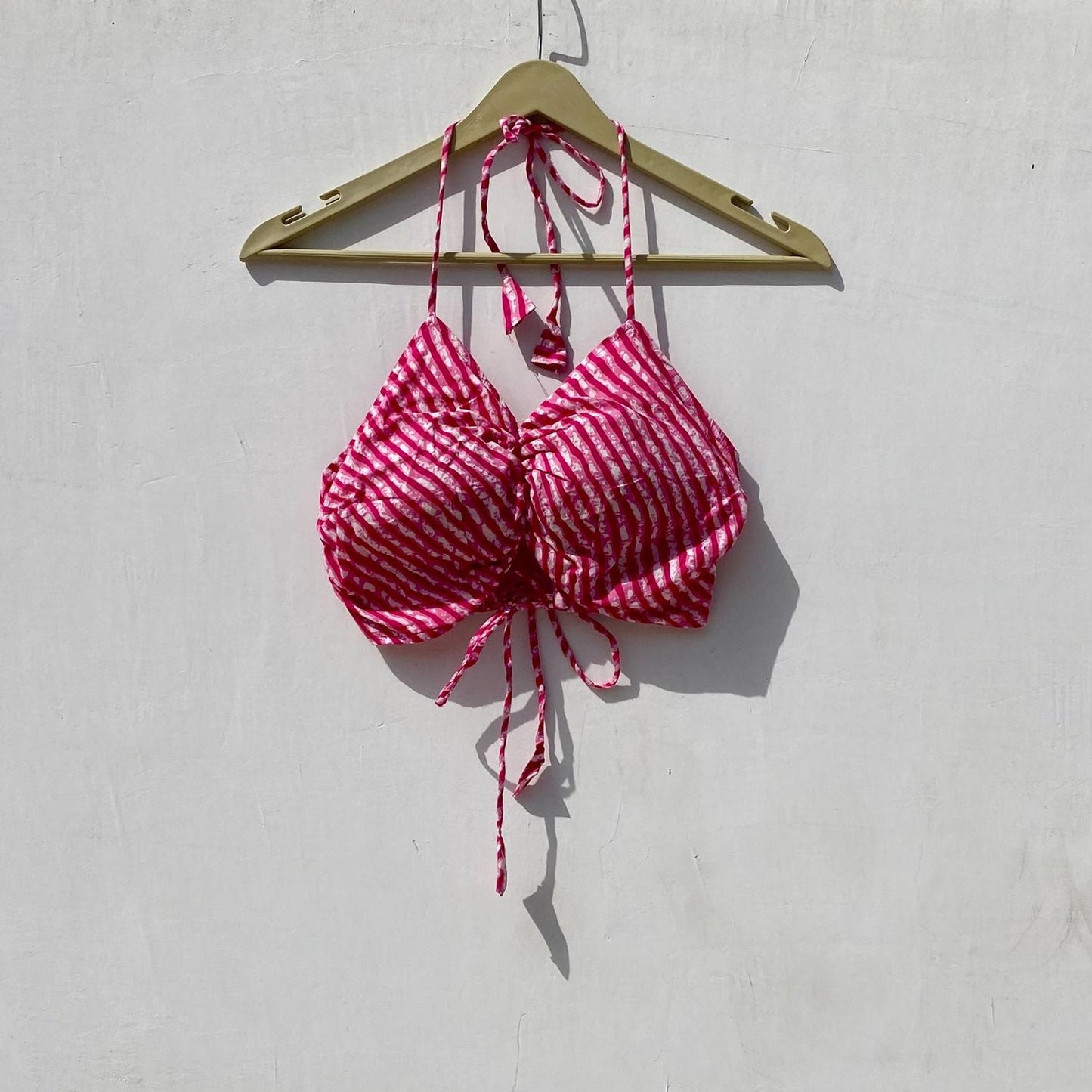 Pink Mul Shirt and Lehariya Bra Combo - KJ10032