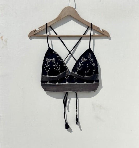 Black Batik Removable Pad Bra - KJ0871