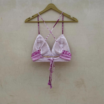 White Purple AbstractRemovable Pads Bra - KJ10092