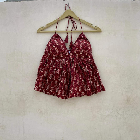 Red Paisley Tree Removable Pads Top - KJ10084