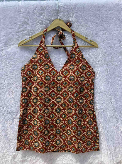 Maroon Lilflea Halter Neck With Paded Kurti Top - KJ10375