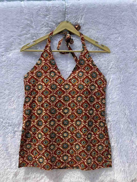 Maroon Lilflea Halter Neck With Paded Kurti Top - KJ10375