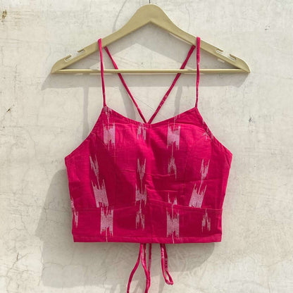 Pink Ikat Criss Cross Removable Pads Top - KJ10181