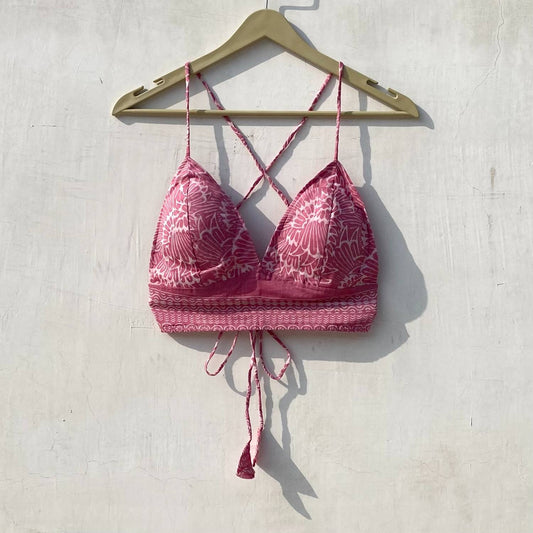 Pink Abstract Removable Pads Bra - KJ10160