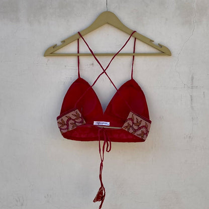 Carrot Batik Floral  Removable Pads Bra - KJ10226