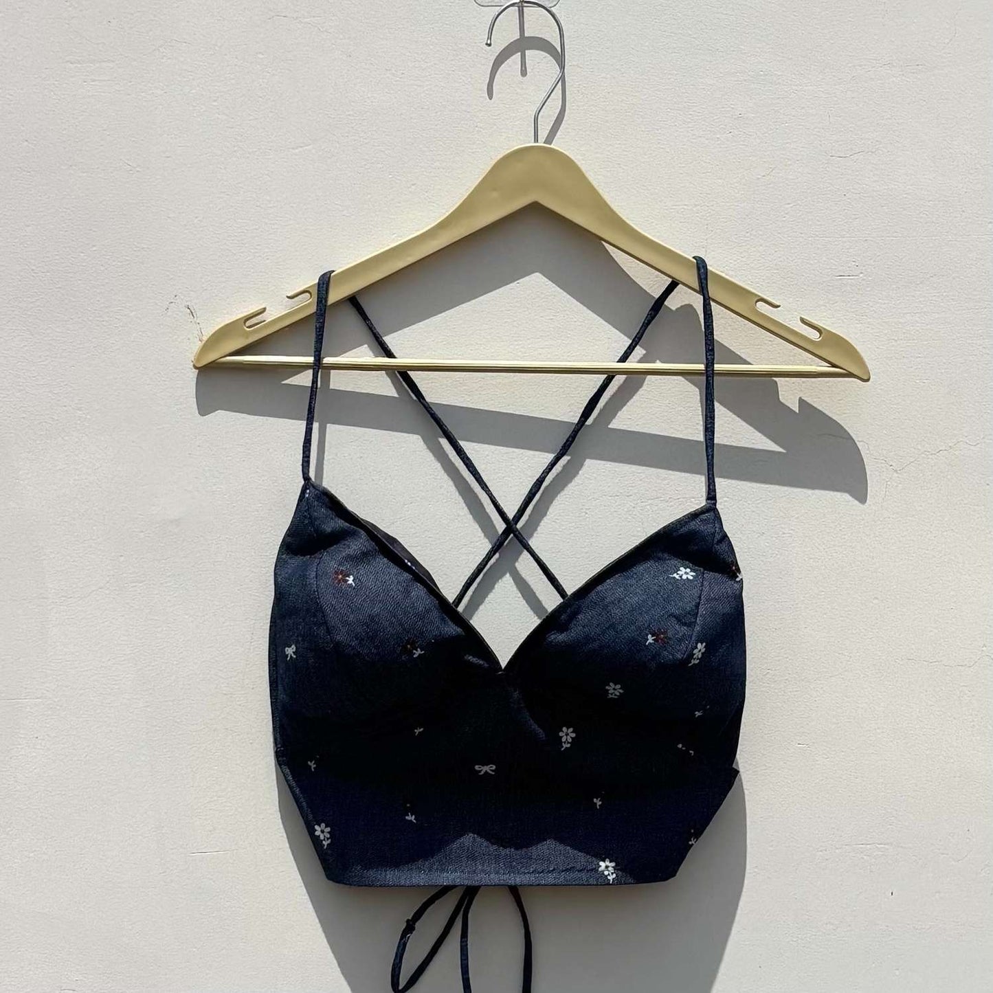 Denim Floral Removable Pads Bra - Kj10415