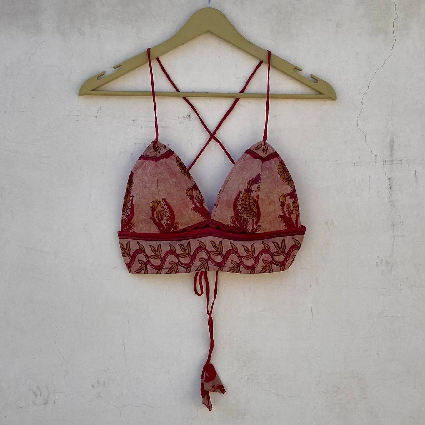 Carrot Batik Floral Shirt and Bra Combo - KJ10227