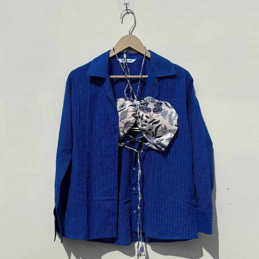Blue Katha Shirt and Poetry Bra Combo - KJ10405