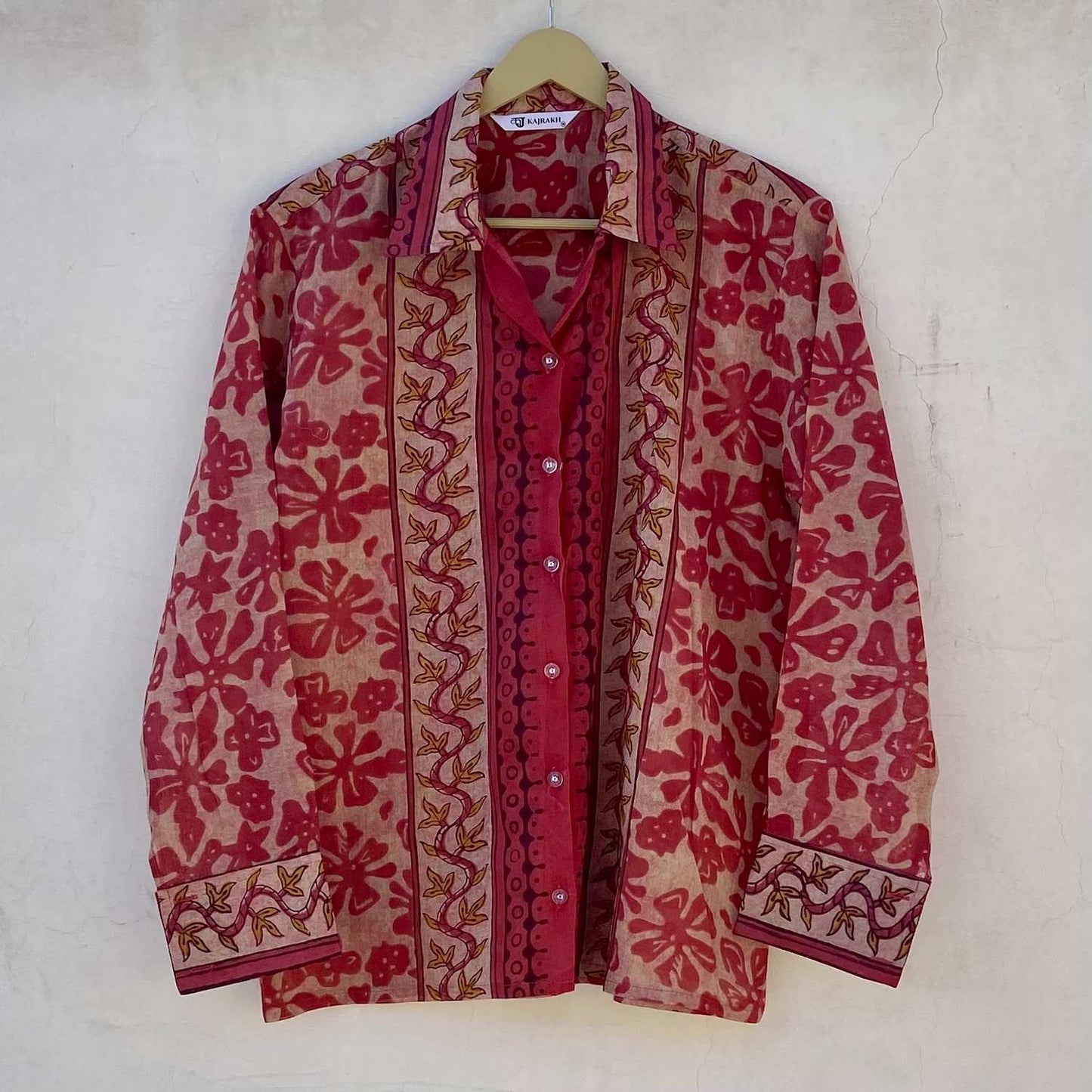 Carrot Batik Floral Mul Women Shirt - KJ10225