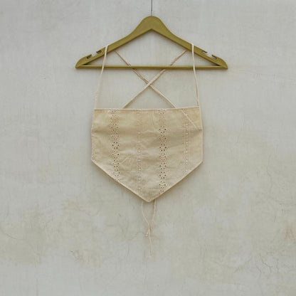 White Chikan Straight Triangle Top - KJ10084