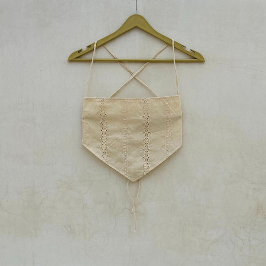 White Chikan Straight Triangle Top - KJ10084