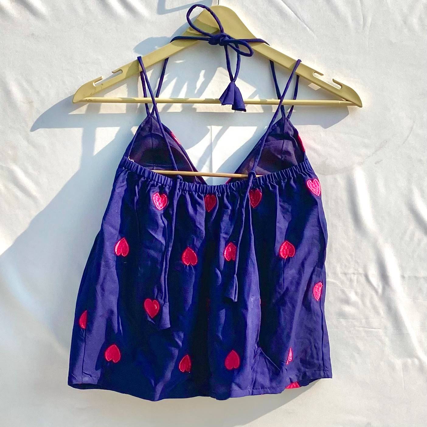 Navy Blue Heart Tree Removable Pads Top - KJ10312