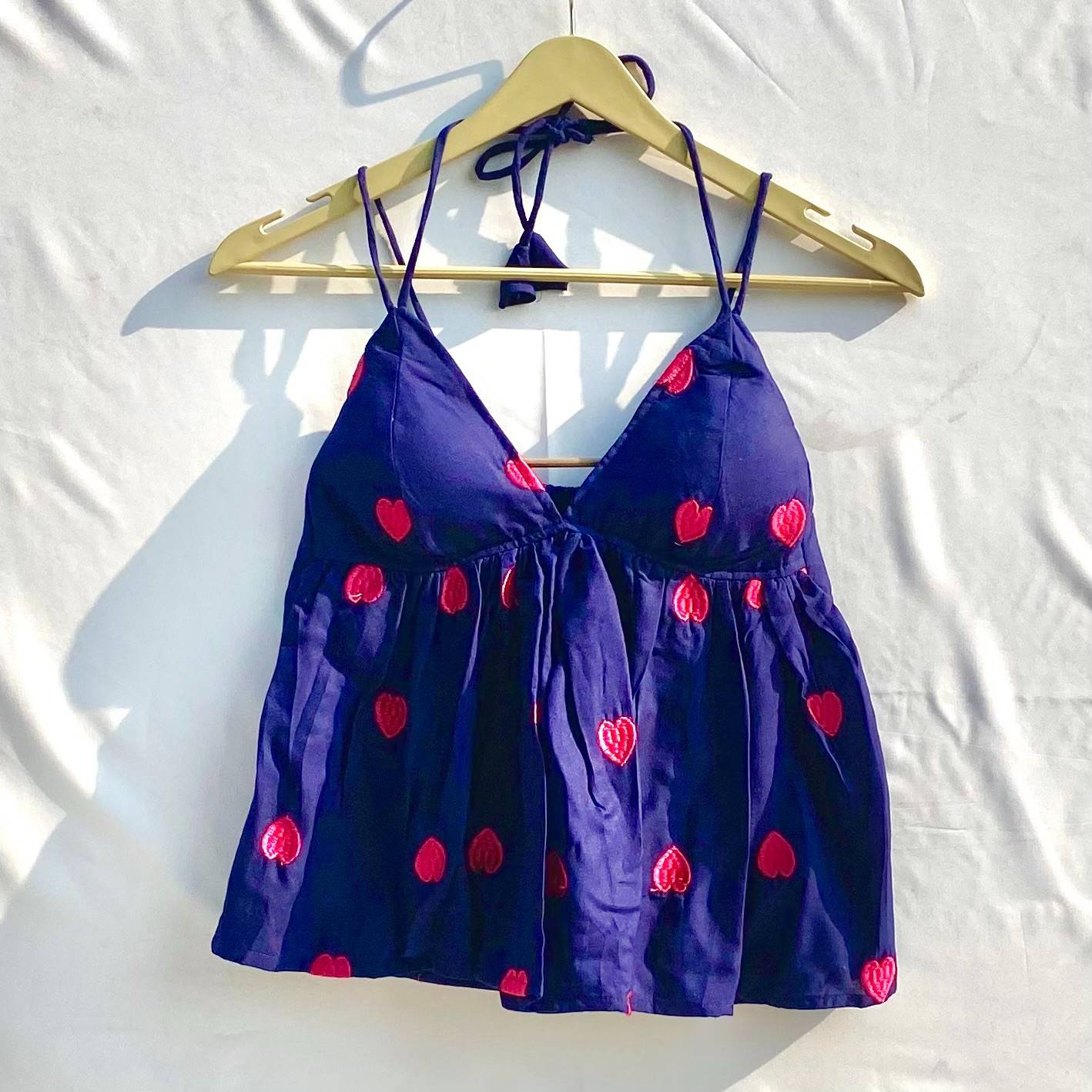 Navy Blue Heart Tree Removable Pads Top - KJ10312