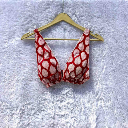 Red Handblock Removable Pads Bra - Kj10381 ( lil flea )
