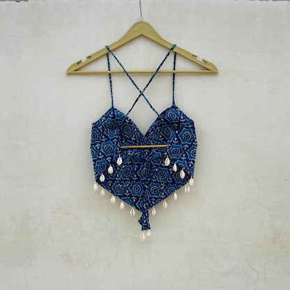 Navratri Blue Trikot Removable Pads Top - KJ10085