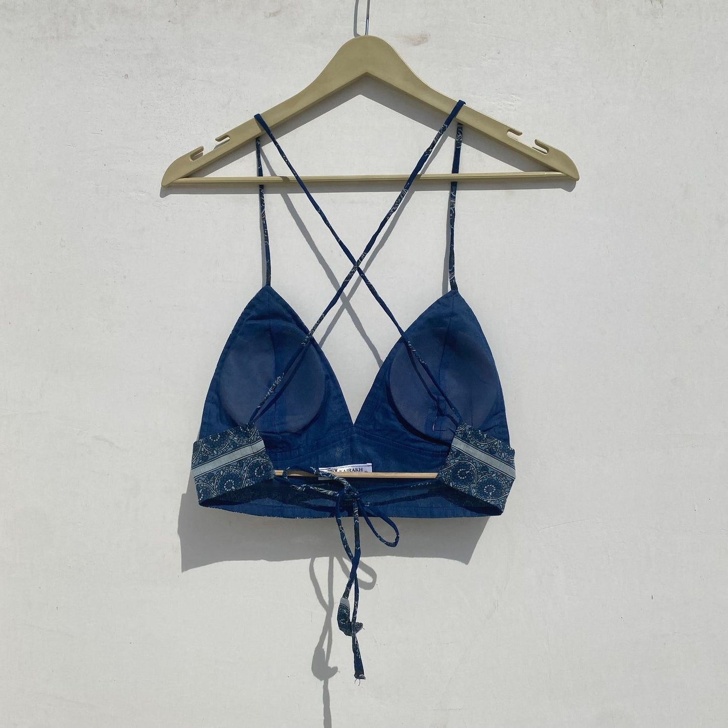 Navy Blue Indigo Multi Floral Removable Pads Bra - KJ10017