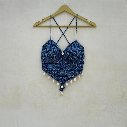 Navratri Blue Trikot Removable Pads Top - KJ10085