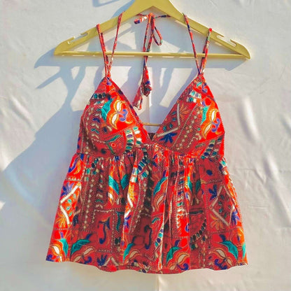 Red Geomatry Tree Removable Pads Top - KJ10315