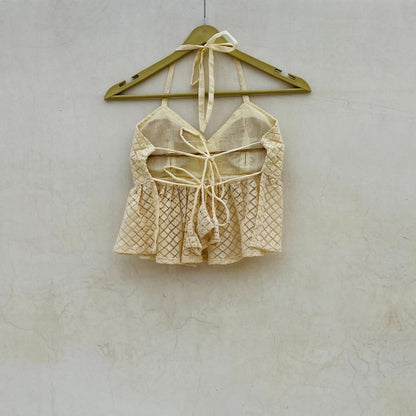 Off White Hakoba Frill Removable Pads Top - KJ10086