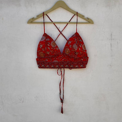 Brown Red Butti Shirt and Bra Combo - KJ10224