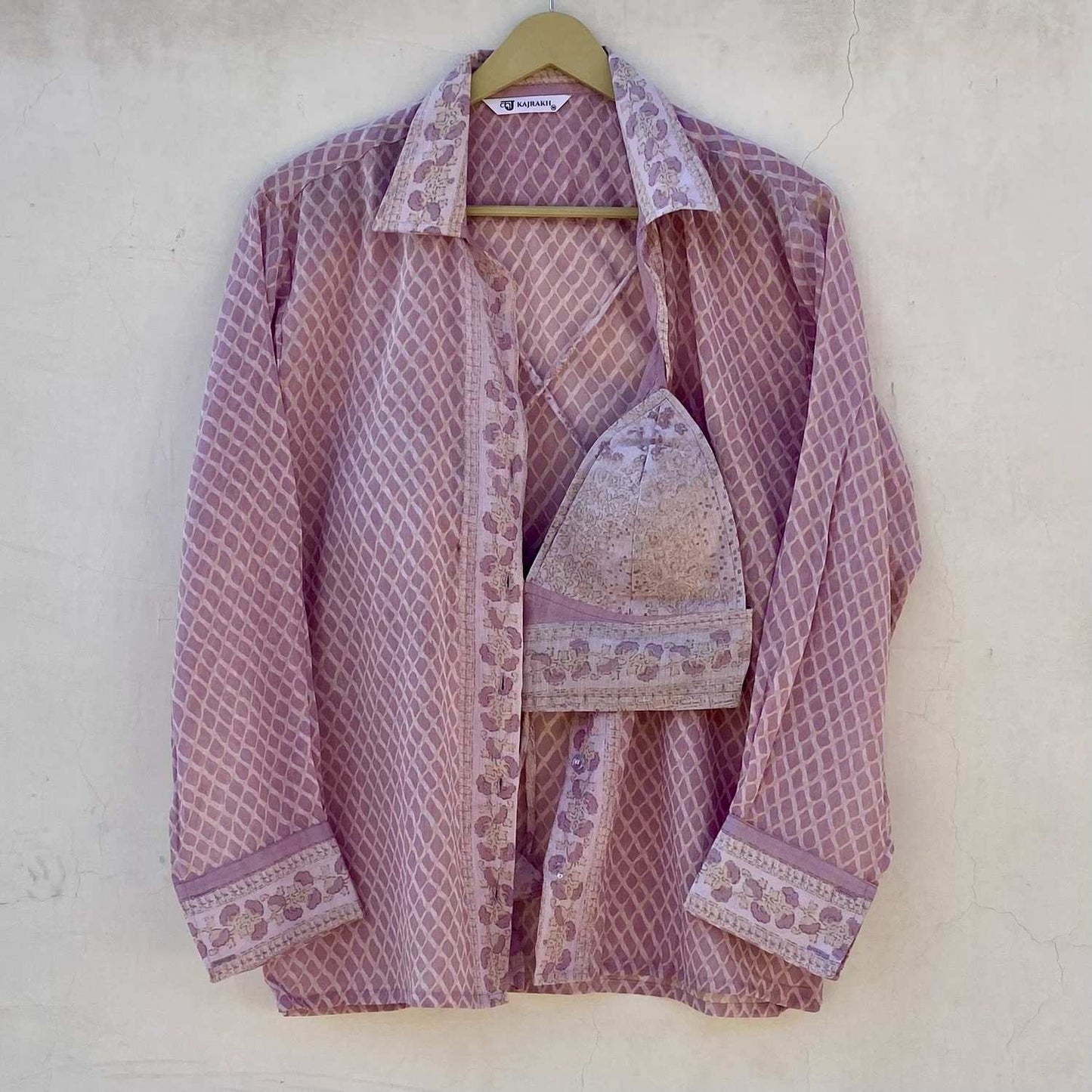 Lavender Abstract Shirt and Bra Combo - KJ10240