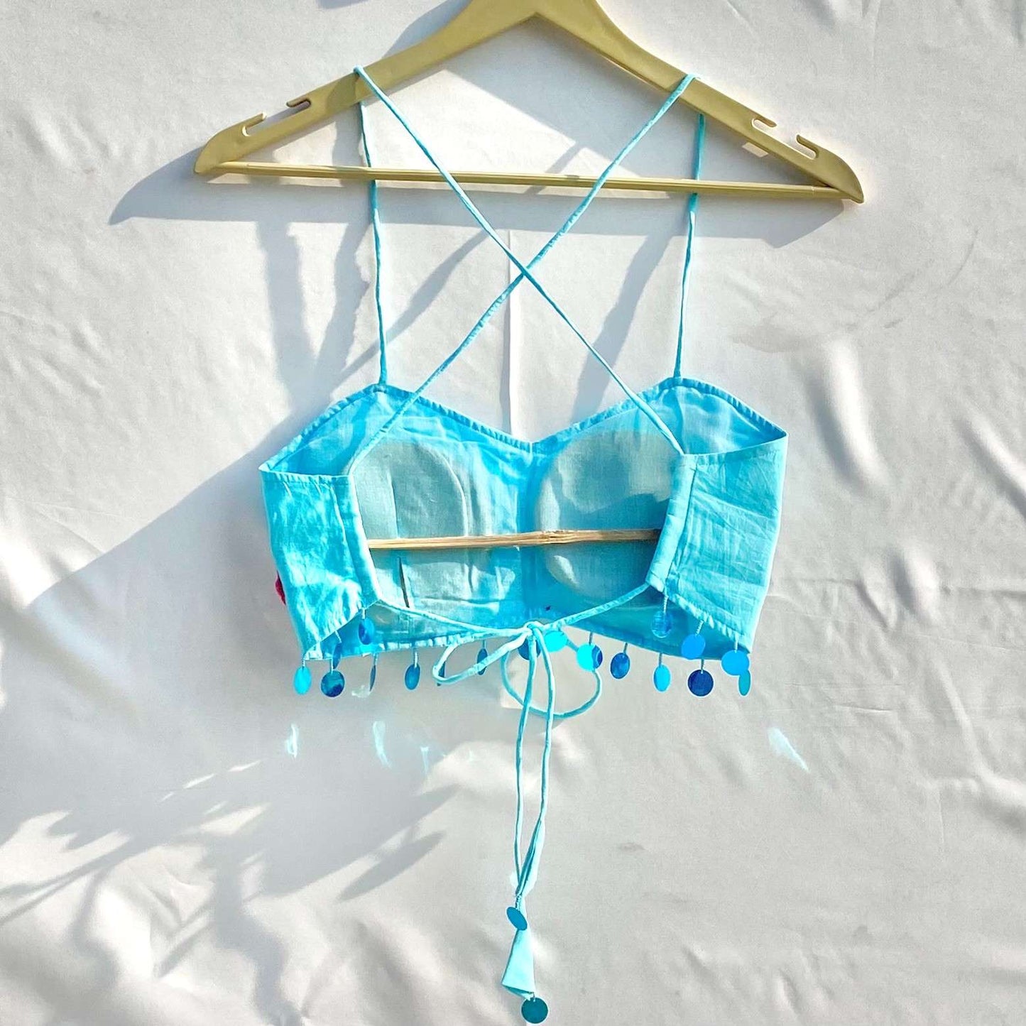 Valentine's Day Collection Blue Floral Patch Removable Pads Bra - KJ10306