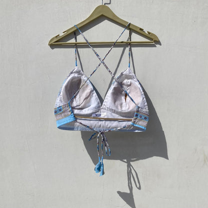White Blue Floral Shirt and Bra Combo - KJ10046