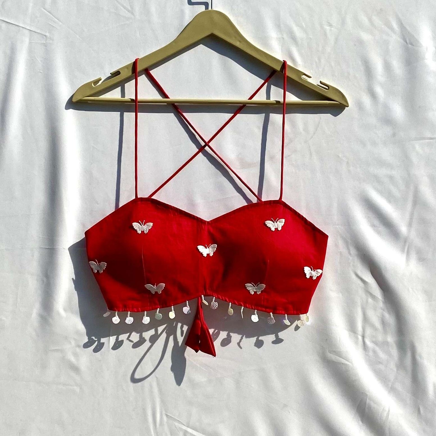 Valentine's Day Collection Red Butterfly Patch Removable Pads Bra - KJ10307