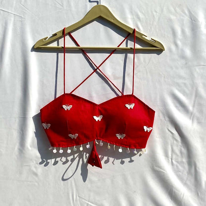 Valentine's Day Collection Red Butterfly Patch Removable Pads Bra - KJ10307