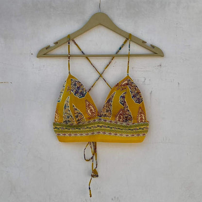 Yellow Floral Removable Pads Bra - KJ10236