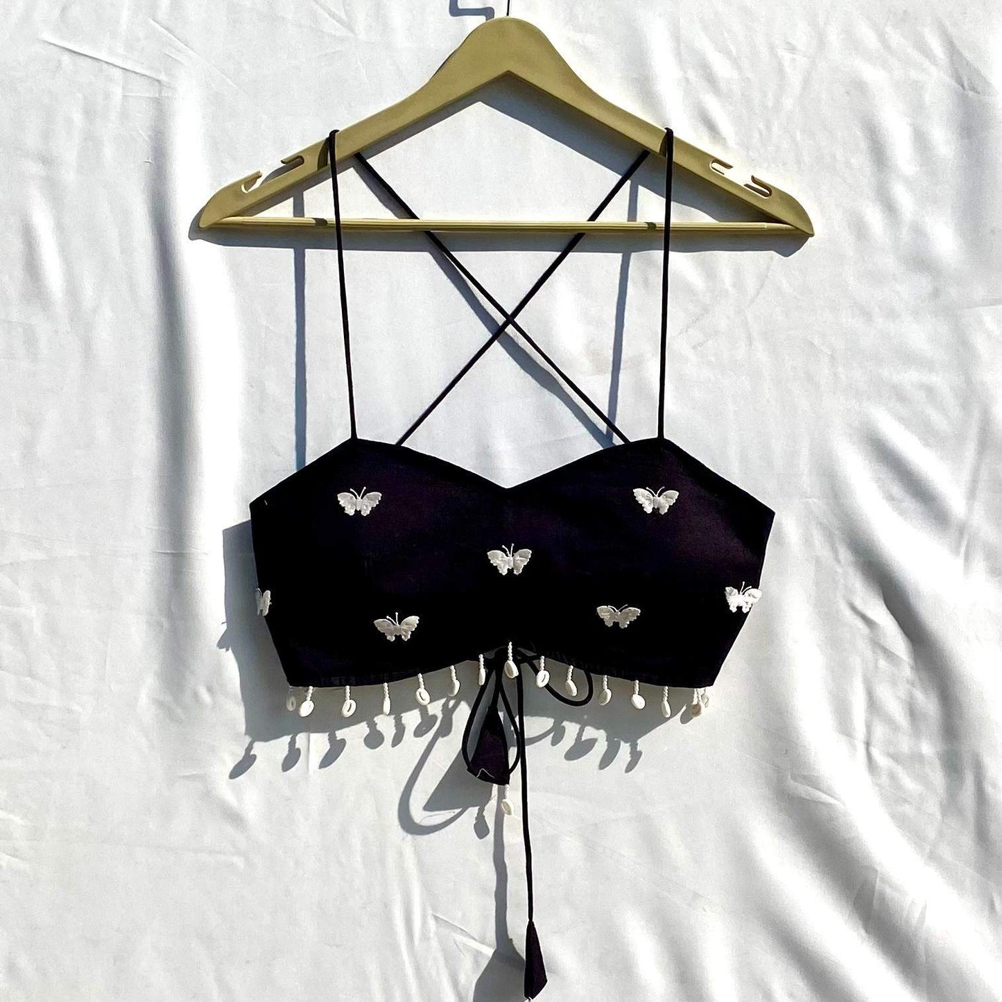 Valentine's Day Collection Black Butterfly Patch Removable Pads Bra - KJ10308