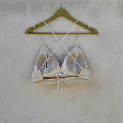 White Heart Embroidery Removable Pads Bra - KJ10256