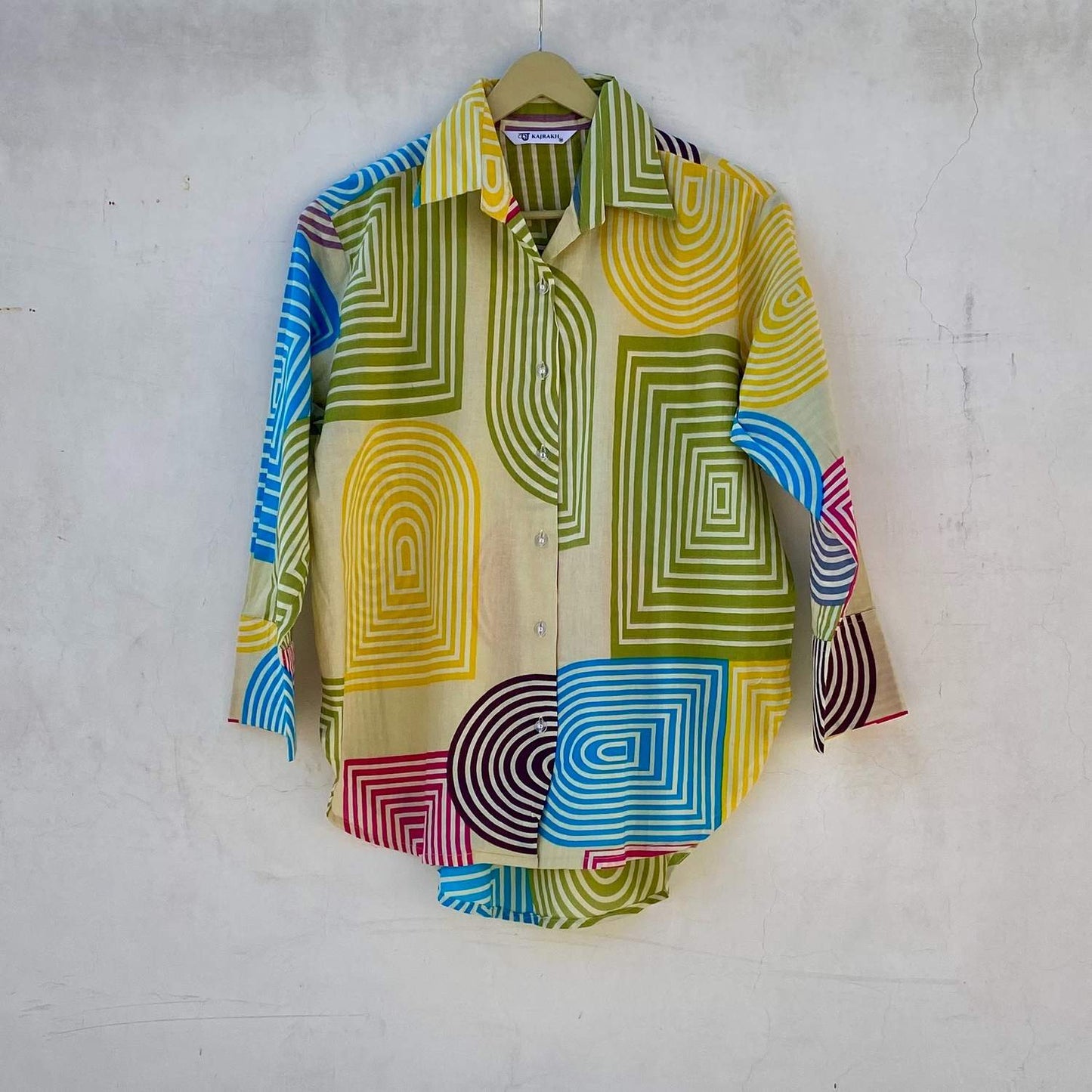 Multicolor Double Abstract Women Shirt - KJ10243