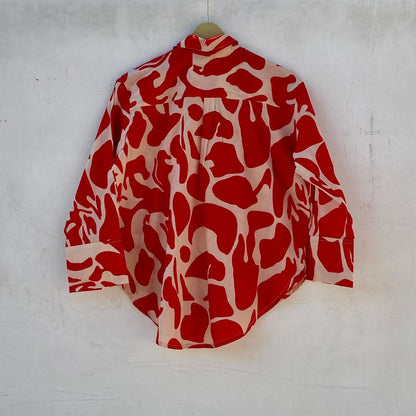 Red Double Abstract Women Shirt - KJ10244