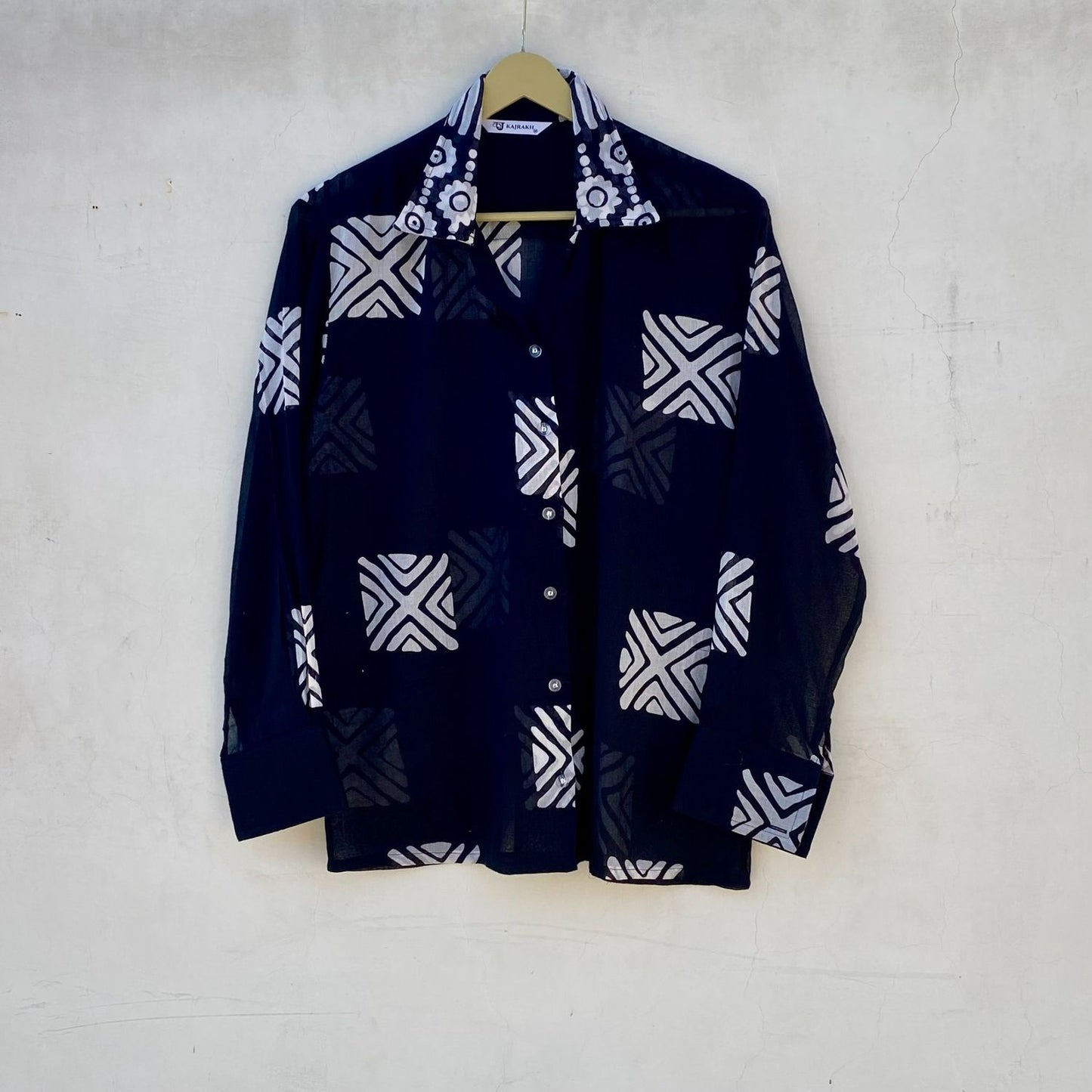 Black Abstract Mul Women Shirt - KJ10245