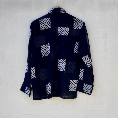 Black Abstract Mul Women Shirt - KJ10245