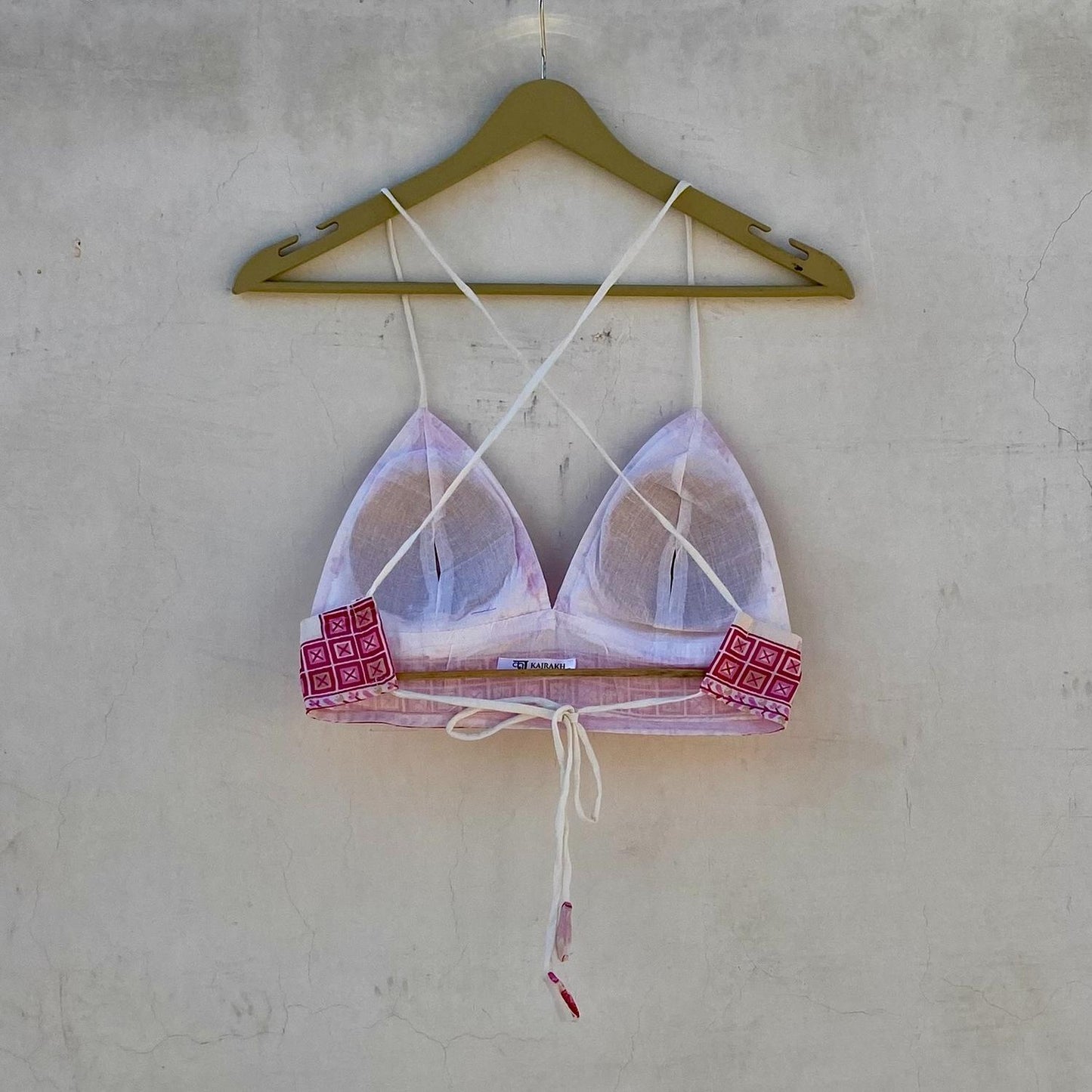 White Pink Traditional Removable Pads Bra - KJ10264