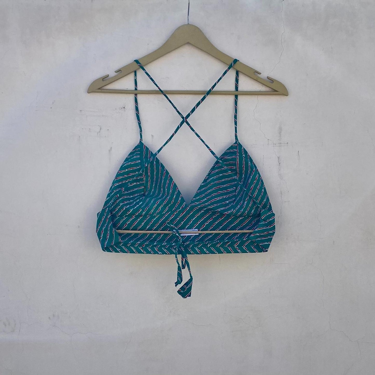 Turquoise Blue Lehariya Removable Pads Bra - KJ10257