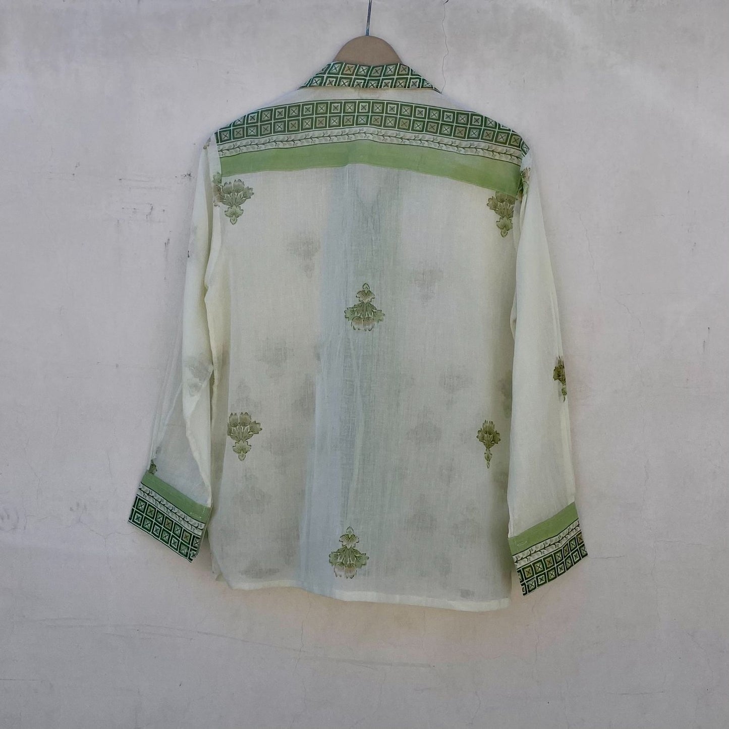 Green White Traditional Shirt and Bra Combo - KJ10273  (( Clearance Sale ))