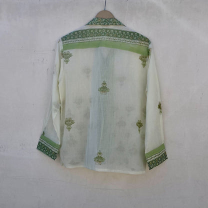 Green White Traditional Shirt and Bra Combo - KJ10273  (( Clearance Sale ))