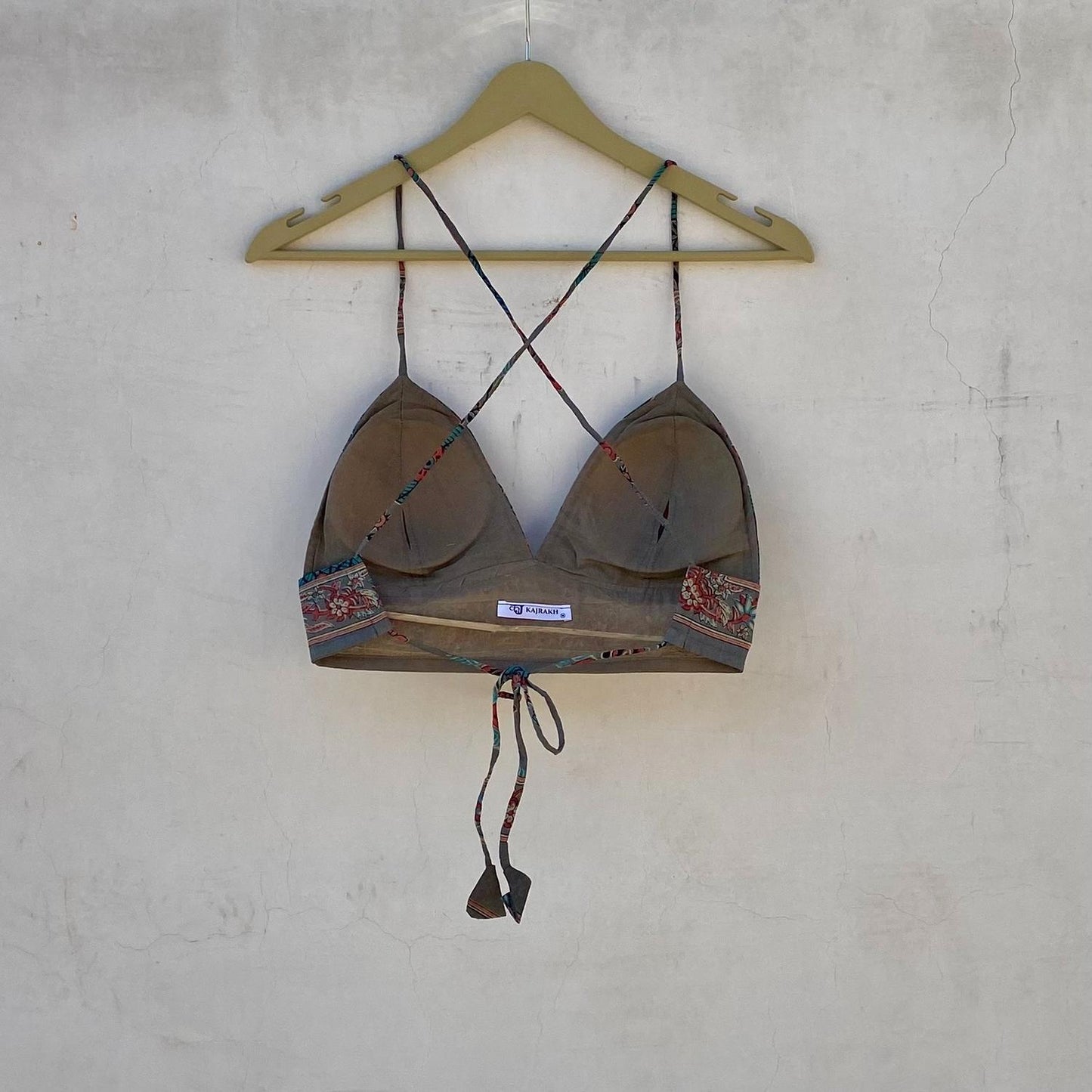 Grey Floral Removable Pads Bra - KJ10260