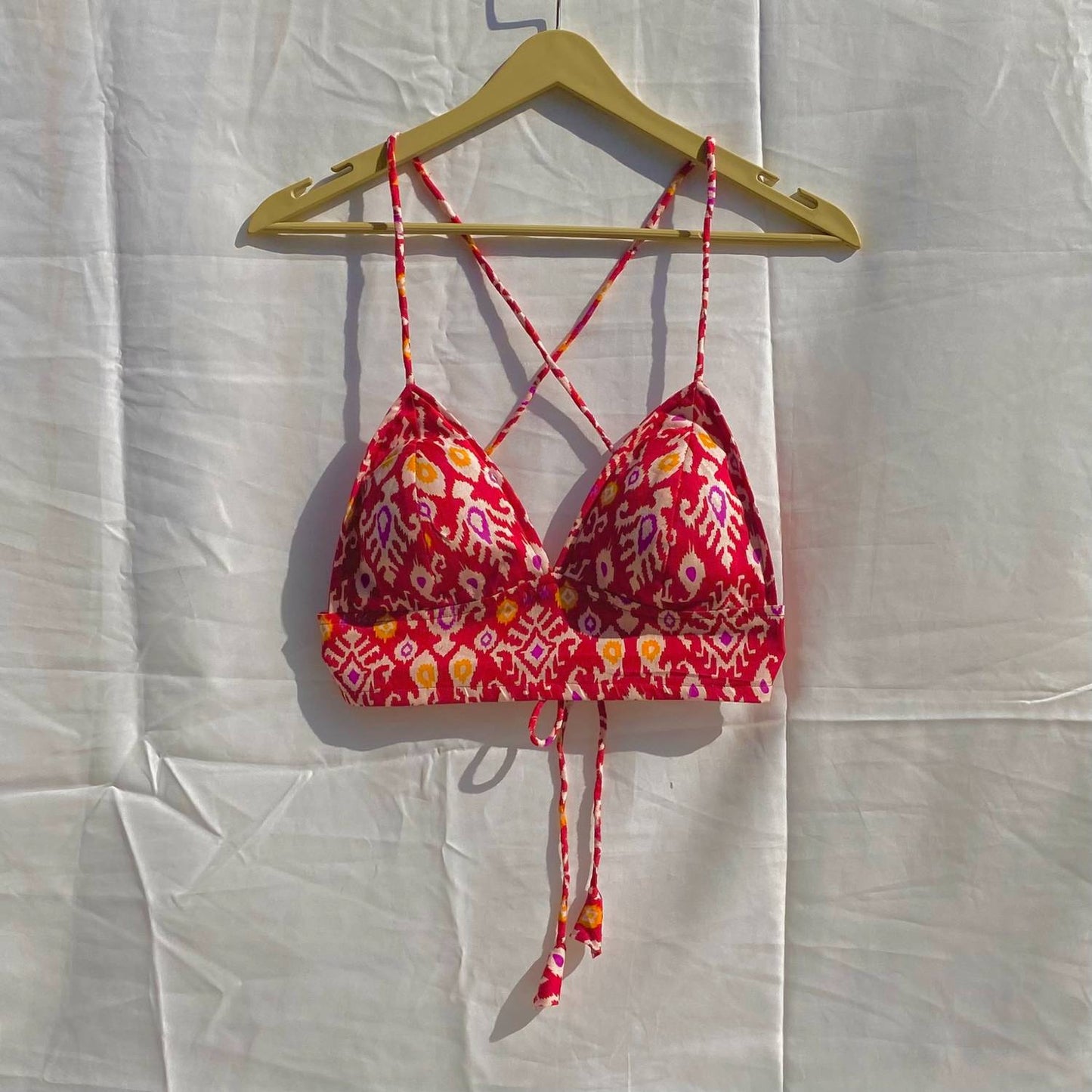 Red Patola Removable Pads Bra - KJ10262