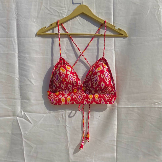Red Patola Removable Pads Bra - KJ10262